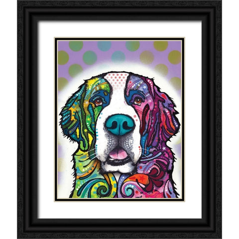 Saint Bernard Black Ornate Wood Framed Art Print with Double Matting by Dean Russo Collection