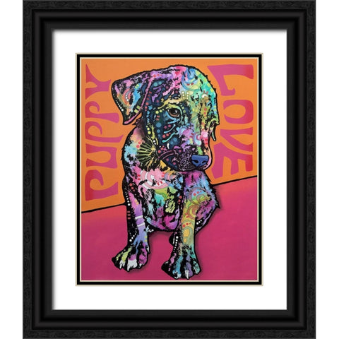 Puppy Love Black Ornate Wood Framed Art Print with Double Matting by Dean Russo Collection