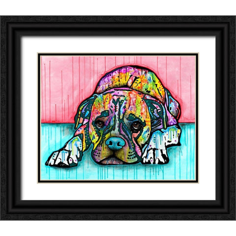 Lying Boxer Black Ornate Wood Framed Art Print with Double Matting by Dean Russo Collection