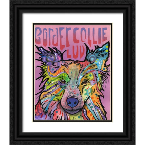 Border Collie Love 2 Black Ornate Wood Framed Art Print with Double Matting by Dean Russo Collection