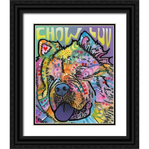 Chow Love Black Ornate Wood Framed Art Print with Double Matting by Dean Russo Collection