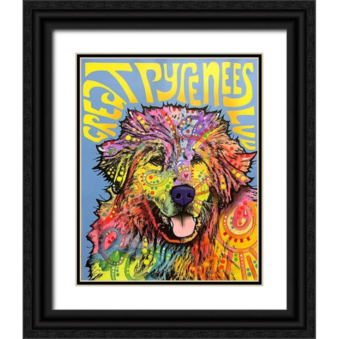 Great Pyrenees Black Ornate Wood Framed Art Print with Double Matting by Dean Russo Collection