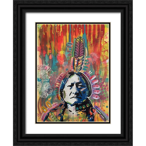Sitting Bull red Black Ornate Wood Framed Art Print with Double Matting by Dean Russo Collection