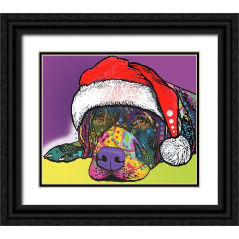 Savvy Labrador Christmas Black Ornate Wood Framed Art Print with Double Matting by Dean Russo Collection