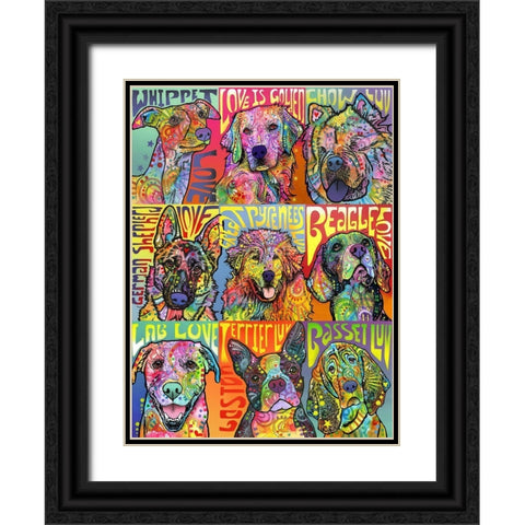 Nine Up of Dogs Black Ornate Wood Framed Art Print with Double Matting by Dean Russo Collection