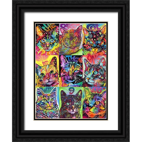 Nine Up of Cats Black Ornate Wood Framed Art Print with Double Matting by Dean Russo Collection