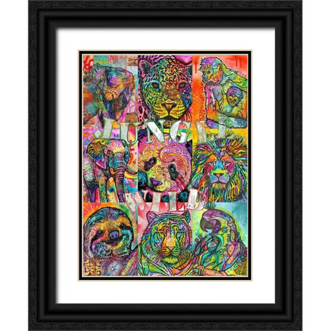 Nine Up of Jungle Wild Black Ornate Wood Framed Art Print with Double Matting by Dean Russo Collection
