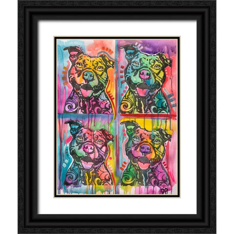 4 Happy Pitties Black Ornate Wood Framed Art Print with Double Matting by Dean Russo Collection