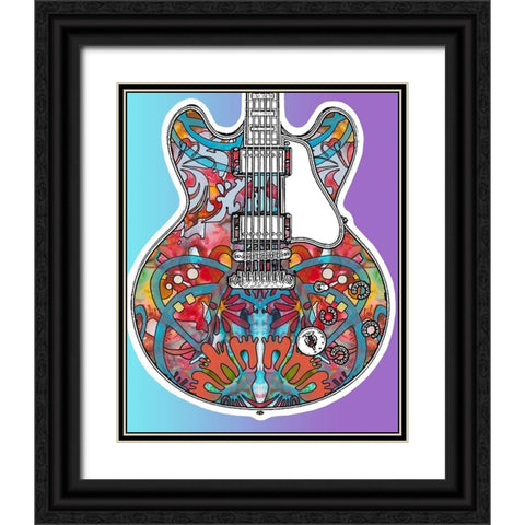 Gibson ES-335 Black Ornate Wood Framed Art Print with Double Matting by Dean Russo Collection