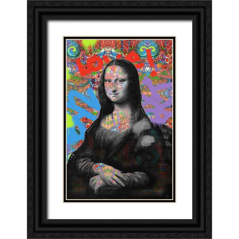 Mona Lisa Black Ornate Wood Framed Art Print with Double Matting by Dean Russo Collection