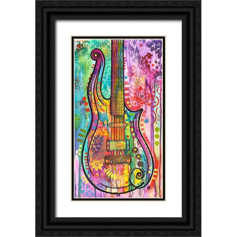 Prince Cloud Guitar Black Ornate Wood Framed Art Print with Double Matting by Dean Russo Collection