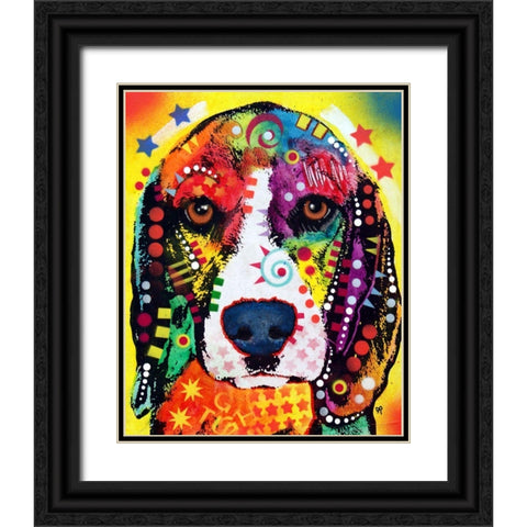 Beagle Face Black Ornate Wood Framed Art Print with Double Matting by Dean Russo Collection