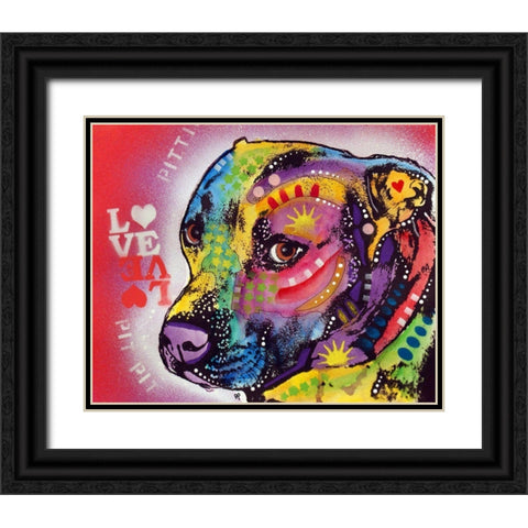 Gratitude Pit Bull Pittie Love  Black Ornate Wood Framed Art Print with Double Matting by Dean Russo Collection