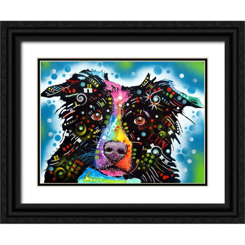 Border Collie 3 Black Ornate Wood Framed Art Print with Double Matting by Dean Russo Collection