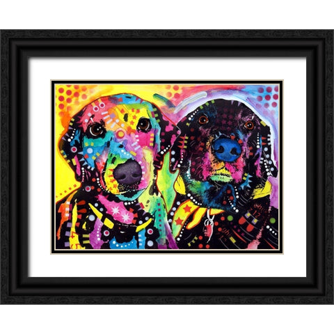 Daisy and Noel Black Ornate Wood Framed Art Print with Double Matting by Dean Russo Collection