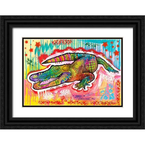 Alligator 2 Black Ornate Wood Framed Art Print with Double Matting by Dean Russo Collection