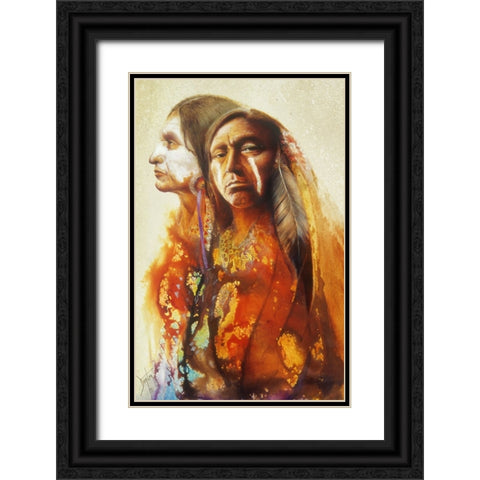 Portrait Of A Warrior Black Ornate Wood Framed Art Print with Double Matting by Lund, Denton