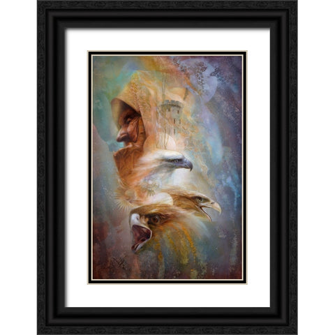 A Conjuring Of Eagles Black Ornate Wood Framed Art Print with Double Matting by Lund, Denton