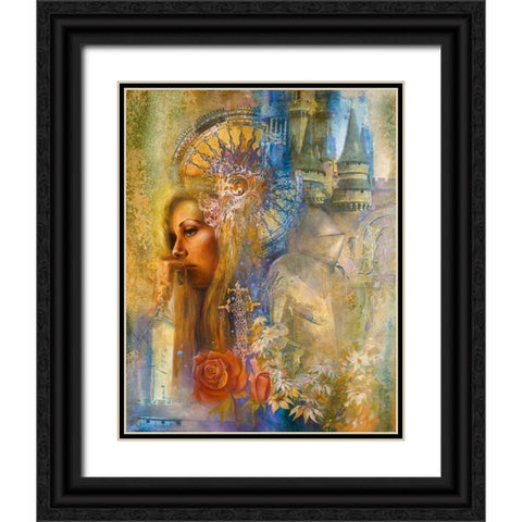 The Rose Of Guinevere Black Ornate Wood Framed Art Print with Double Matting by Lund, Denton