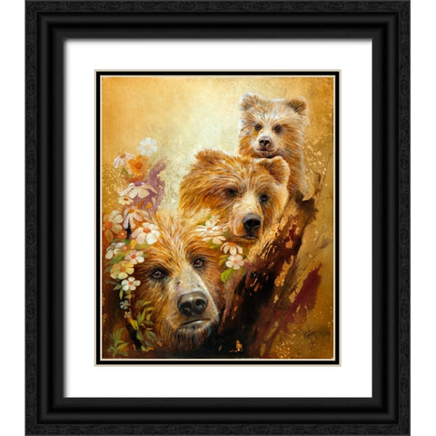 The Three Bears Black Ornate Wood Framed Art Print with Double Matting by Lund, Denton