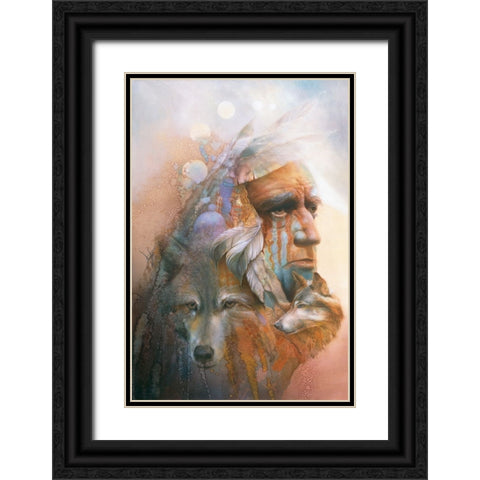 Vision Of The Wolves Black Ornate Wood Framed Art Print with Double Matting by Lund, Denton