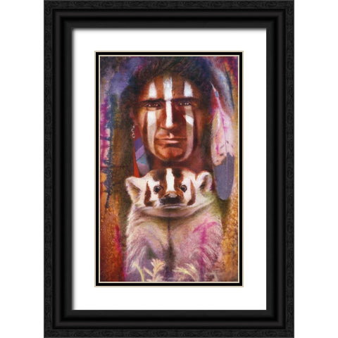 Badger Black Ornate Wood Framed Art Print with Double Matting by Lund, Denton