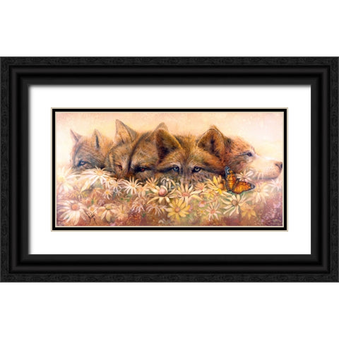 Wildflowers Black Ornate Wood Framed Art Print with Double Matting by Lund, Denton