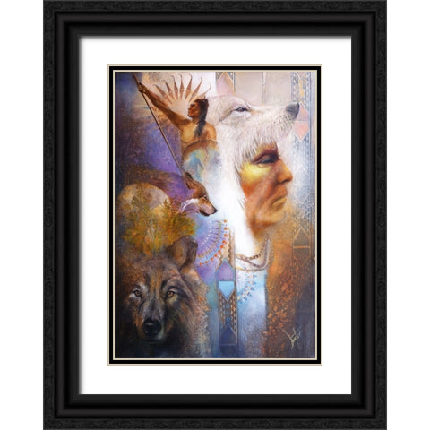 Vision Of The Wolf Black Ornate Wood Framed Art Print with Double Matting by Lund, Denton