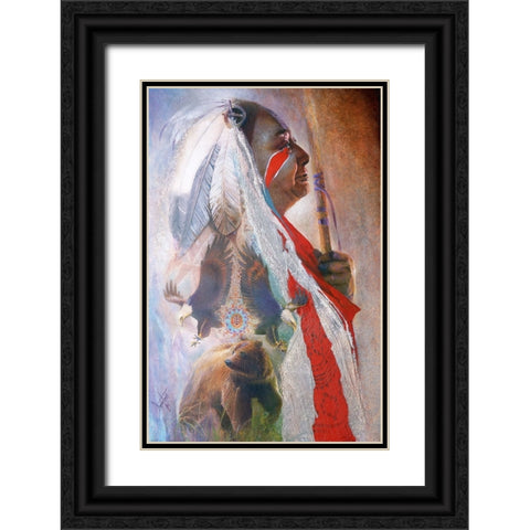 The Spirit Of Eagle Baer Black Ornate Wood Framed Art Print with Double Matting by Lund, Denton