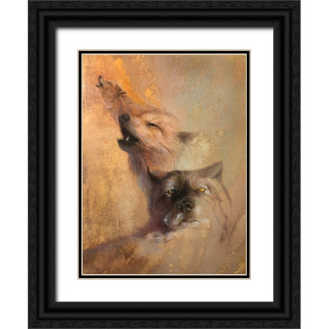 Wolf Cry Black Ornate Wood Framed Art Print with Double Matting by Lund, Denton