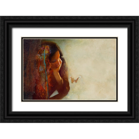 The Moth Black Ornate Wood Framed Art Print with Double Matting by Lund, Denton