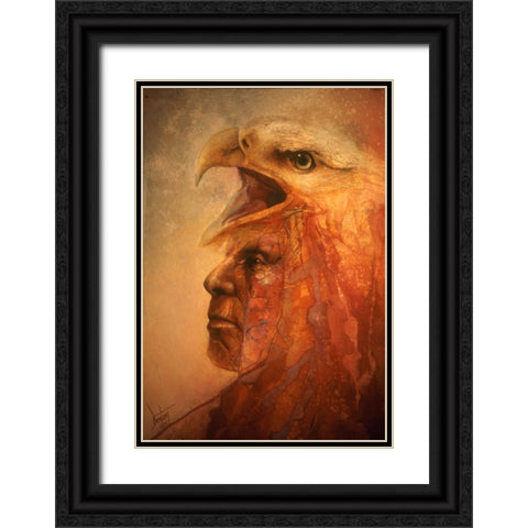 War Eagle Black Ornate Wood Framed Art Print with Double Matting by Lund, Denton