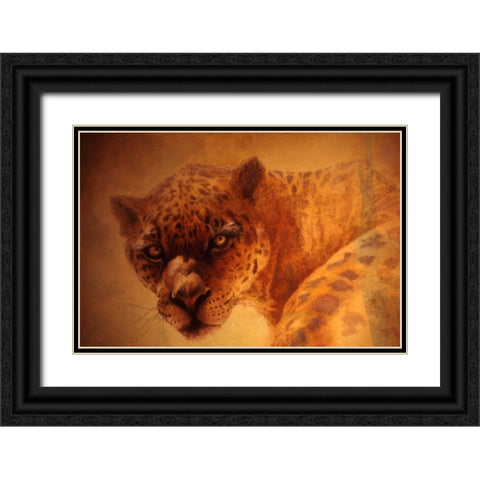 The Leopard Black Ornate Wood Framed Art Print with Double Matting by Lund, Denton