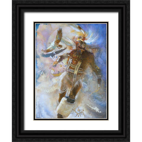 The Eagle Dancer Black Ornate Wood Framed Art Print with Double Matting by Lund, Denton