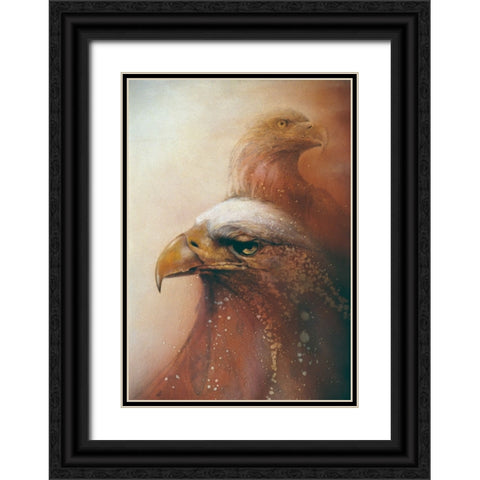 Crimson Eagles Black Ornate Wood Framed Art Print with Double Matting by Lund, Denton