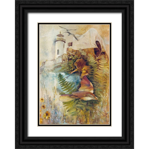 The Pond Black Ornate Wood Framed Art Print with Double Matting by Lund, Denton