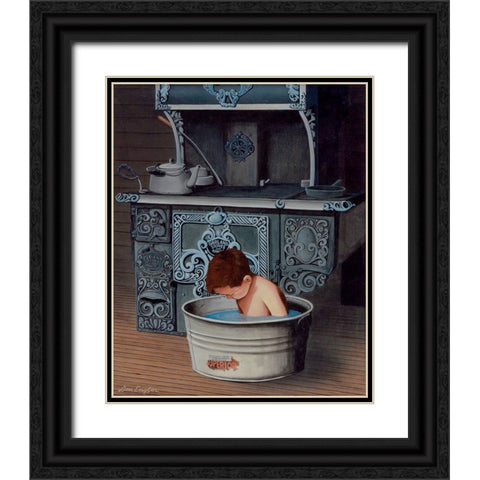 Bath Time Black Ornate Wood Framed Art Print with Double Matting by Engler, Don