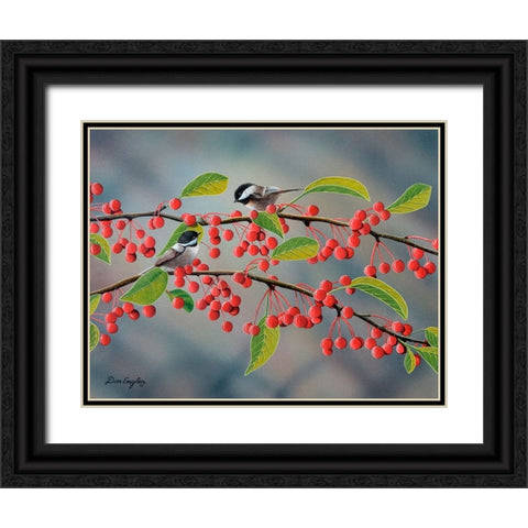 Chickadees Black Ornate Wood Framed Art Print with Double Matting by Engler, Don