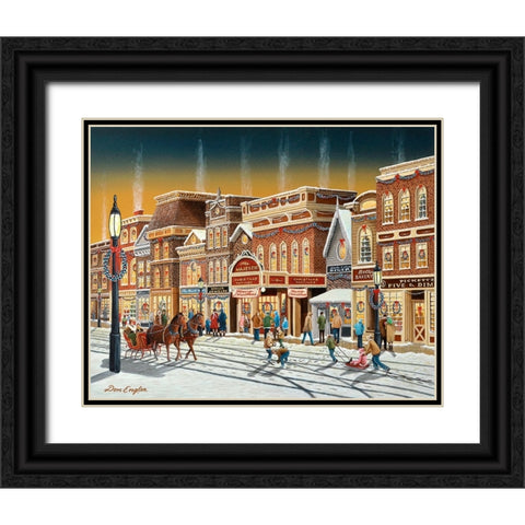 Hometown Christmas Black Ornate Wood Framed Art Print with Double Matting by Engler, Don