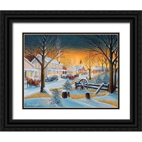 Saturday Night Downtown Black Ornate Wood Framed Art Print with Double Matting by Engler, Don