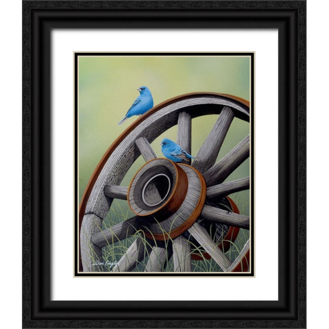 Simply Blue Black Ornate Wood Framed Art Print with Double Matting by Engler, Don