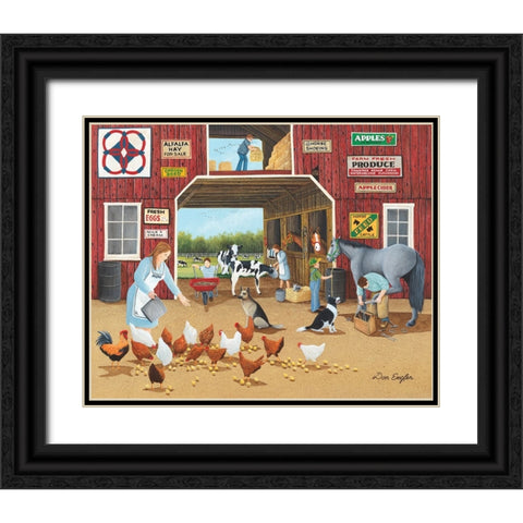 Chore Time Black Ornate Wood Framed Art Print with Double Matting by Engler, Don