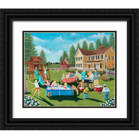 Backyard Barbeque Black Ornate Wood Framed Art Print with Double Matting by Engler, Don