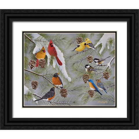 Snowbirds Black Ornate Wood Framed Art Print with Double Matting by Engler, Don