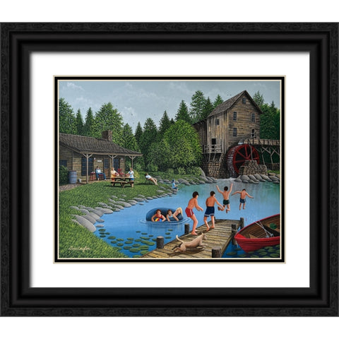 The Swimming Hole Black Ornate Wood Framed Art Print with Double Matting by Engler, Don