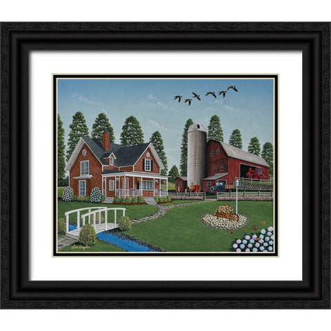 Farm Home Black Ornate Wood Framed Art Print with Double Matting by Engler, Don