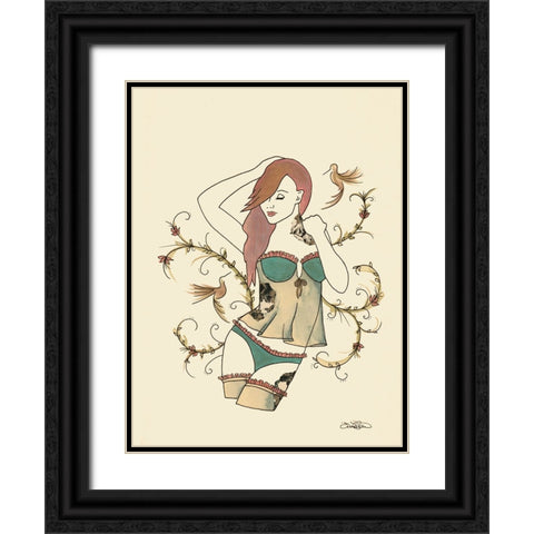 003ba Black Ornate Wood Framed Art Print with Double Matting by Steel, Emma