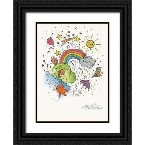 044a Black Ornate Wood Framed Art Print with Double Matting by Steel, Emma