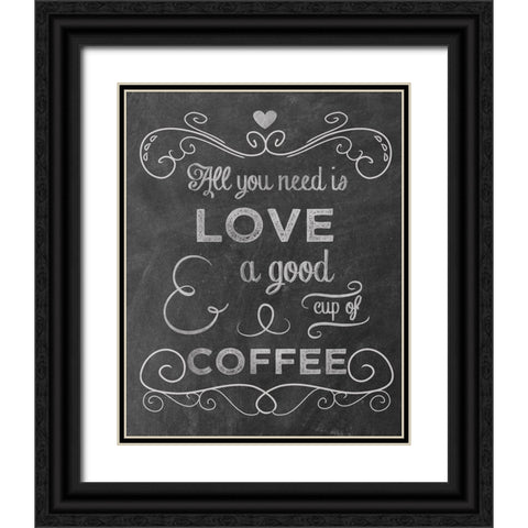 Love Coffee Black Ornate Wood Framed Art Print with Double Matting by Clark, Erin