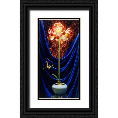 Mme Butterfly Black Ornate Wood Framed Art Print with Double Matting by Chartier, Francois